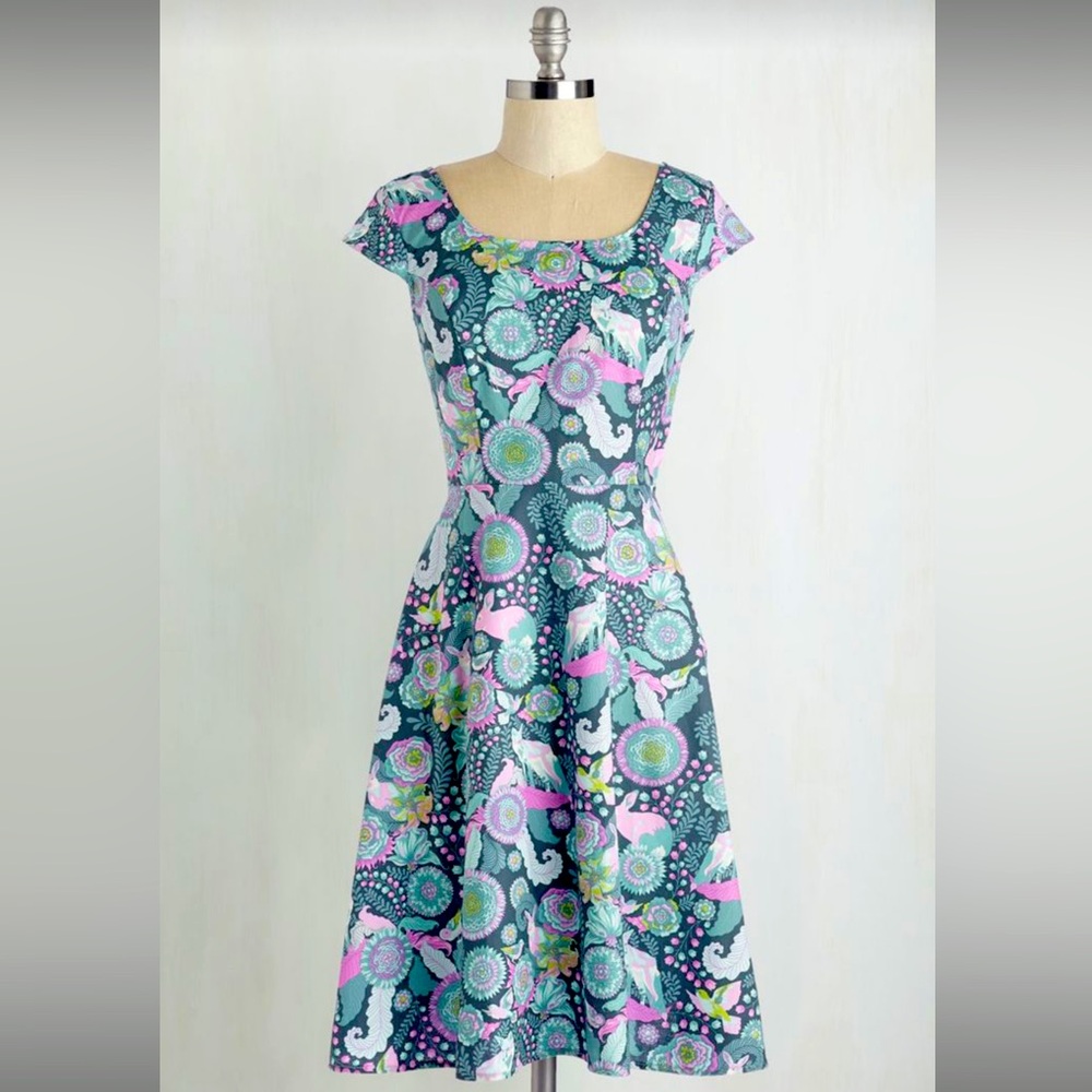 ModCloth + Retrolicious Woodland Creatures A-Line Dress Made in USA